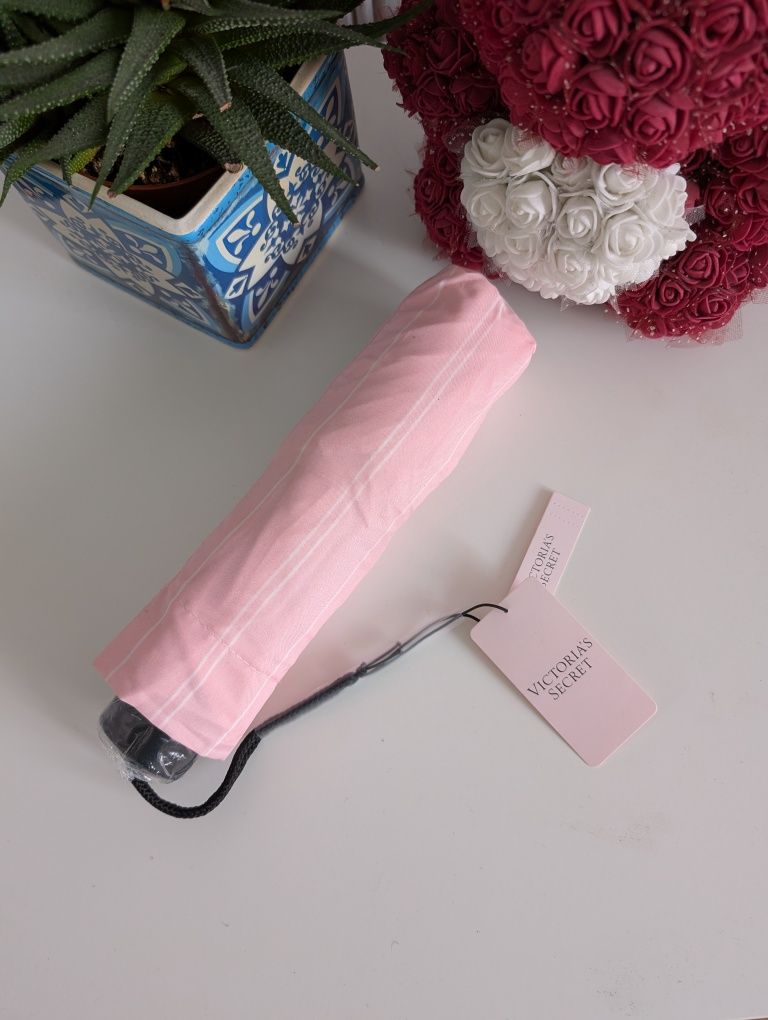 Victoria's Secret parasol parasolka różowa rozkładana składana w etui