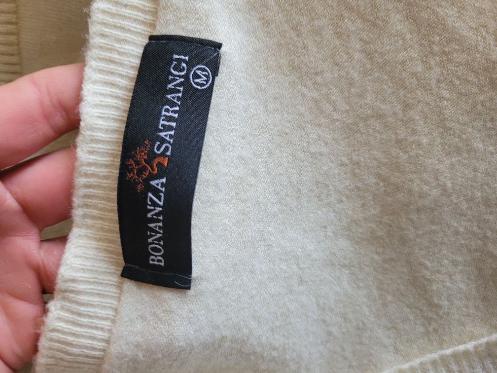 Kremowa kamizelka oversize warkocze vintage