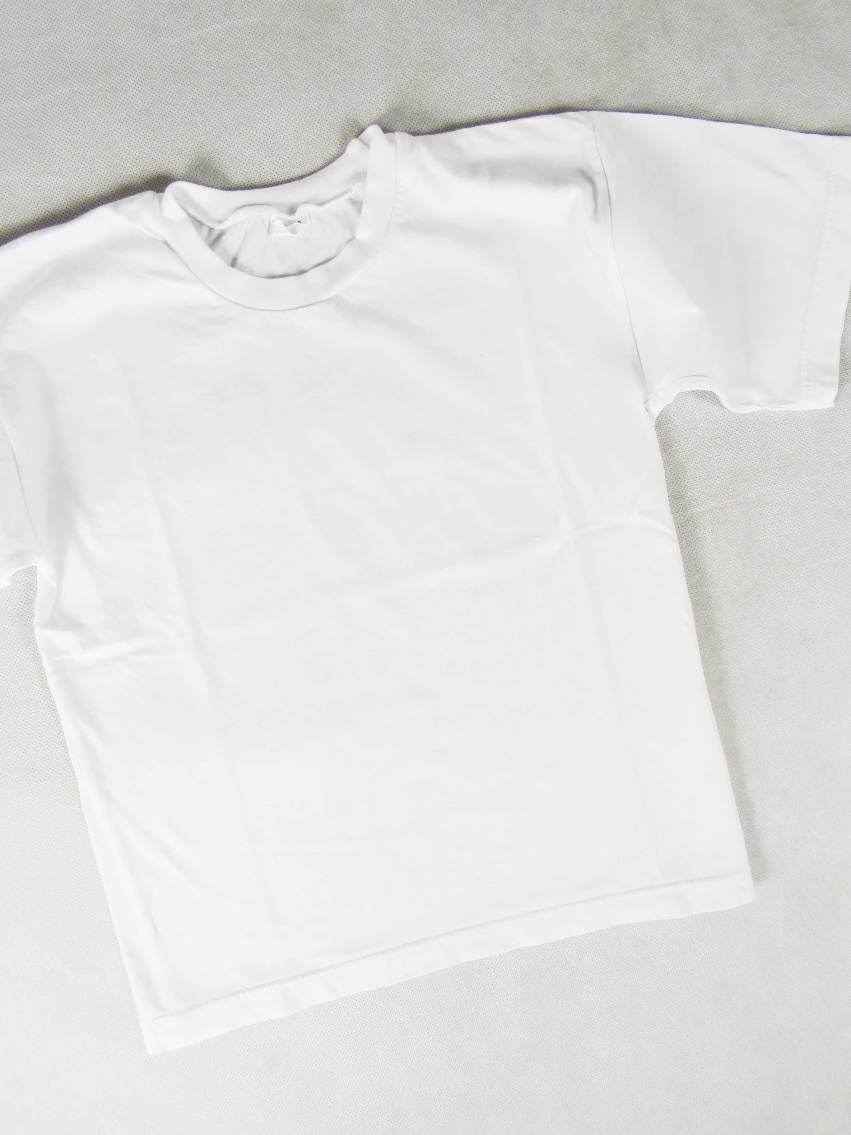 Biały T-shirt na 128 cm klasyczna biała koszulka JANKA