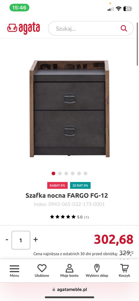 Szafka nocna agata meble FARGO