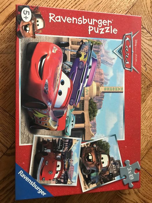 Puzzle auta/ cars 3x 49 elementów Disney bajkowe stan bdb