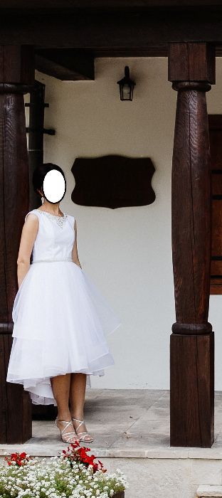 Wyjątkowa suknia ślubna 2w1 (midi i maxi) r.36 idealna do tańca
