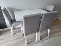 Stół Evita White Glass + stolik Evita oraz 4 krzesła [komplet]
