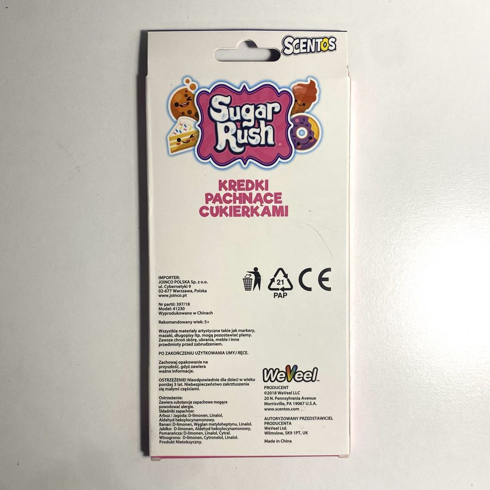 Kredki pachnące scentos sugar rush 12 kolorów malowanie rysowanie szki