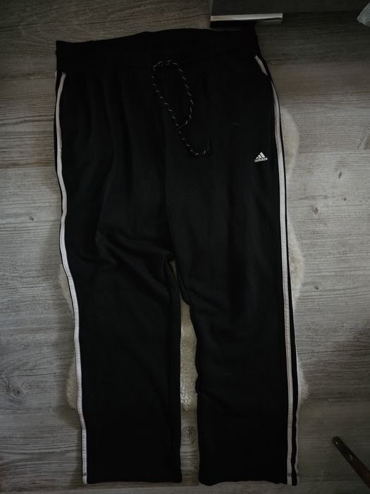 Spodnie Dresowe Adidas Baggy Dzwony Rozmiar XL Czarne Luźny krój Dres
