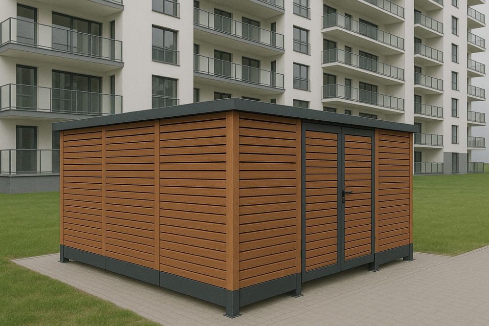 Wiata śmietnikowa altana 4x3 4x4 4x5 5x6 5x7 stalowa panelowa alu