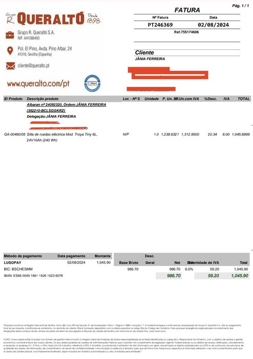 Cadeira de rodas elétrica MOBICLINIC TROYA — Sem uso e com garantia!