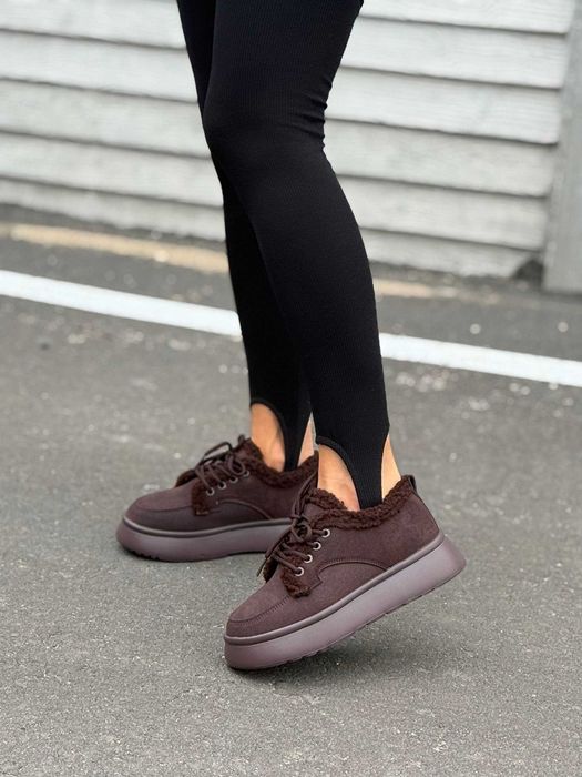 Жіночі зимові черевики на хутрі (36-41) зимові кросівки шоколадні