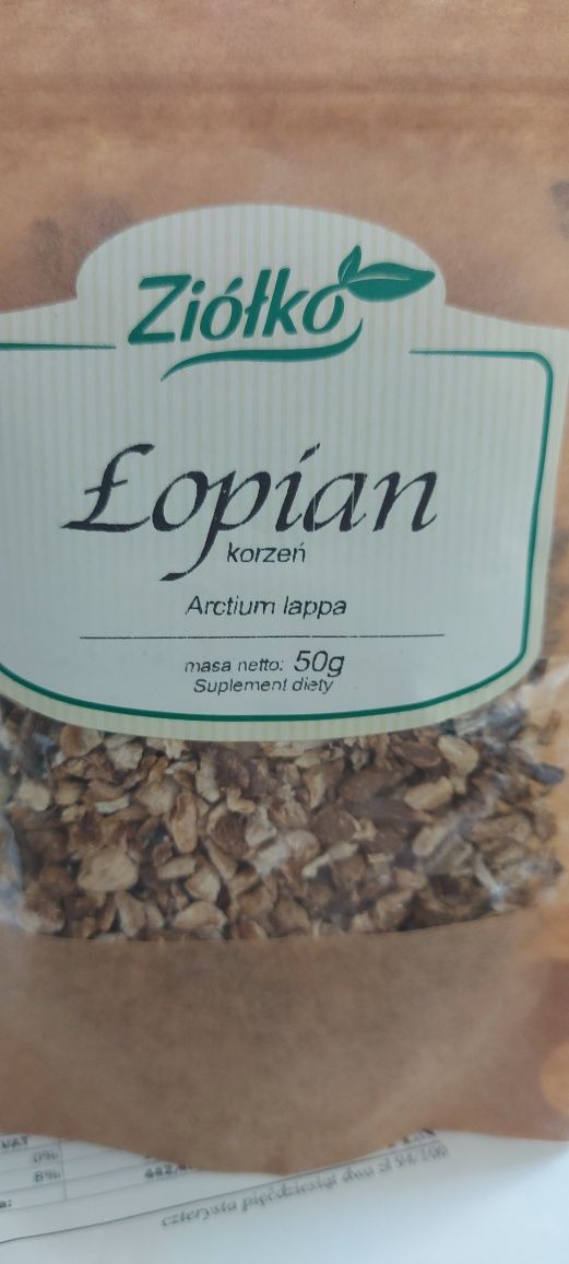 Łopian korzeń 50gr trawienie, poziom cukru obniża cholesterol  LDL