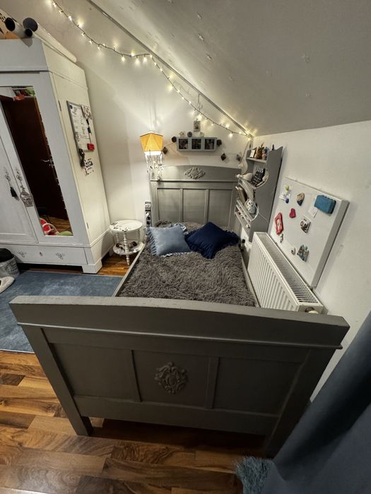 Łóżko lite drewno, nie IKEA, Materac 190x80, materac Hean latex