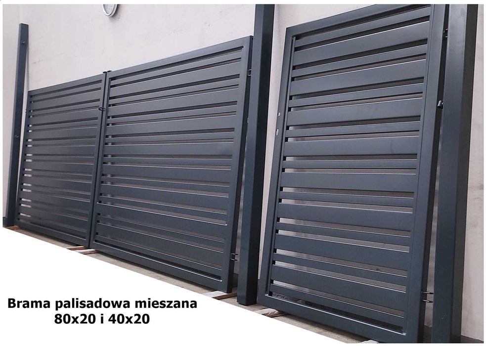 Kompletna brama palisadowa+ furtka palisadowa. Grube słupy