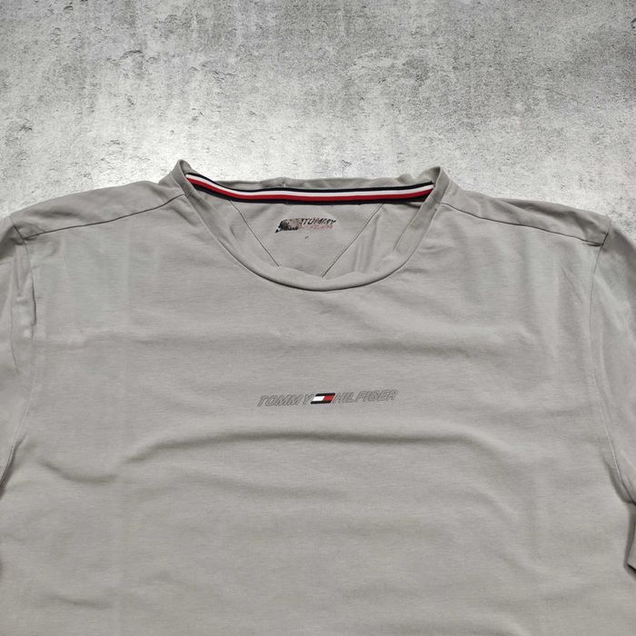 MĘSKA Koszulka Bawełna Szara PREMIUM Logo Elegancka Tommy Hilfiger