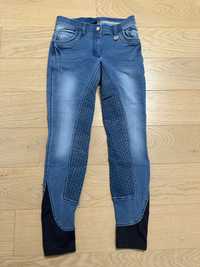 Jeansowe bryczesy damskie z pełnym lejem silikonowym