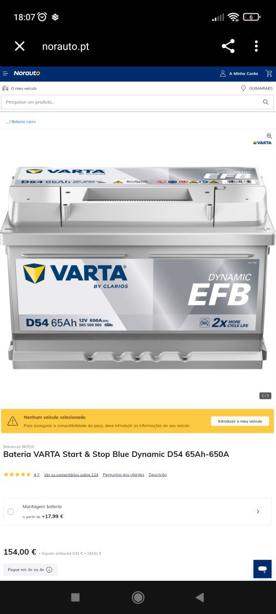 Bateria VARTA Start & Stop Blue Dynamic D54 65Ah-650A