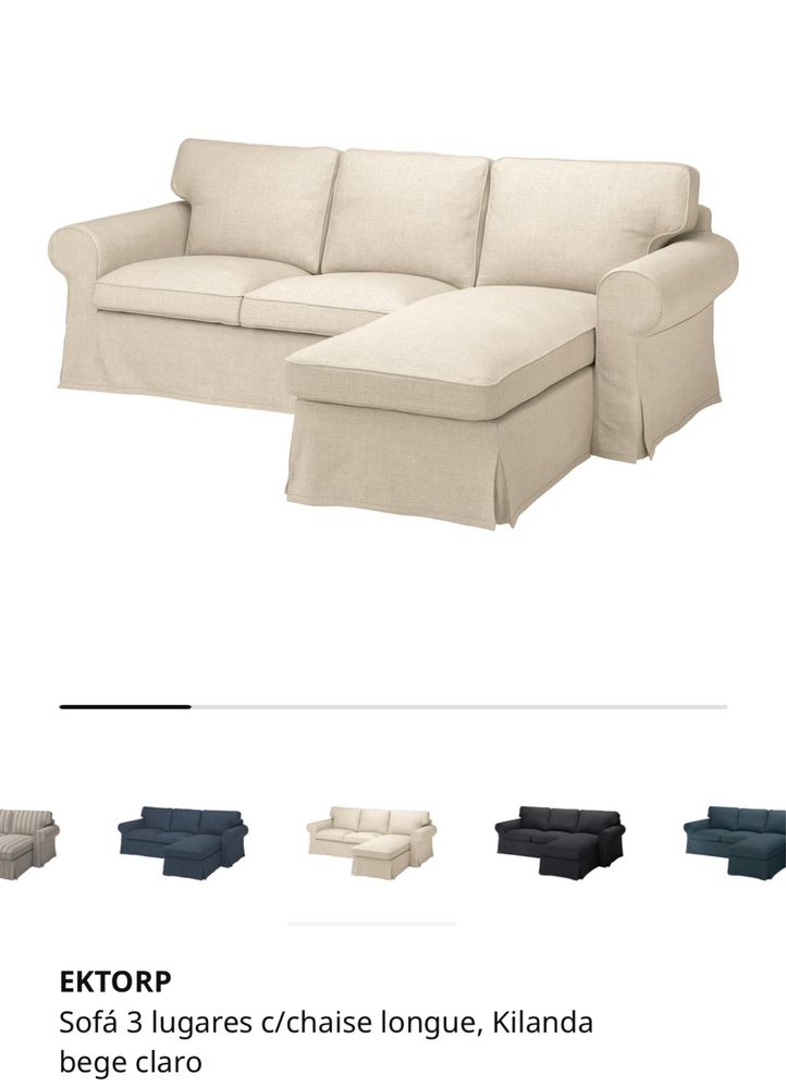Sofa IKEA Ektorp bege 3 lugares com chaise longue