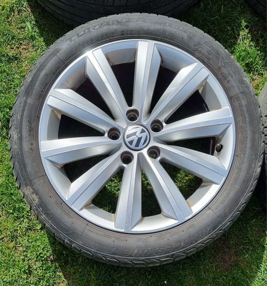 Koła VW 225/45/17 BRIDGESTONE. Oryginalne felgi Volkswagen Passat B7