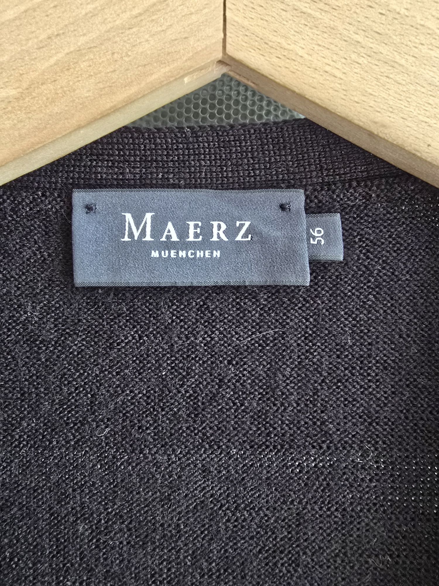Kardigan męski merino wełniany klasyczny czarny sweter