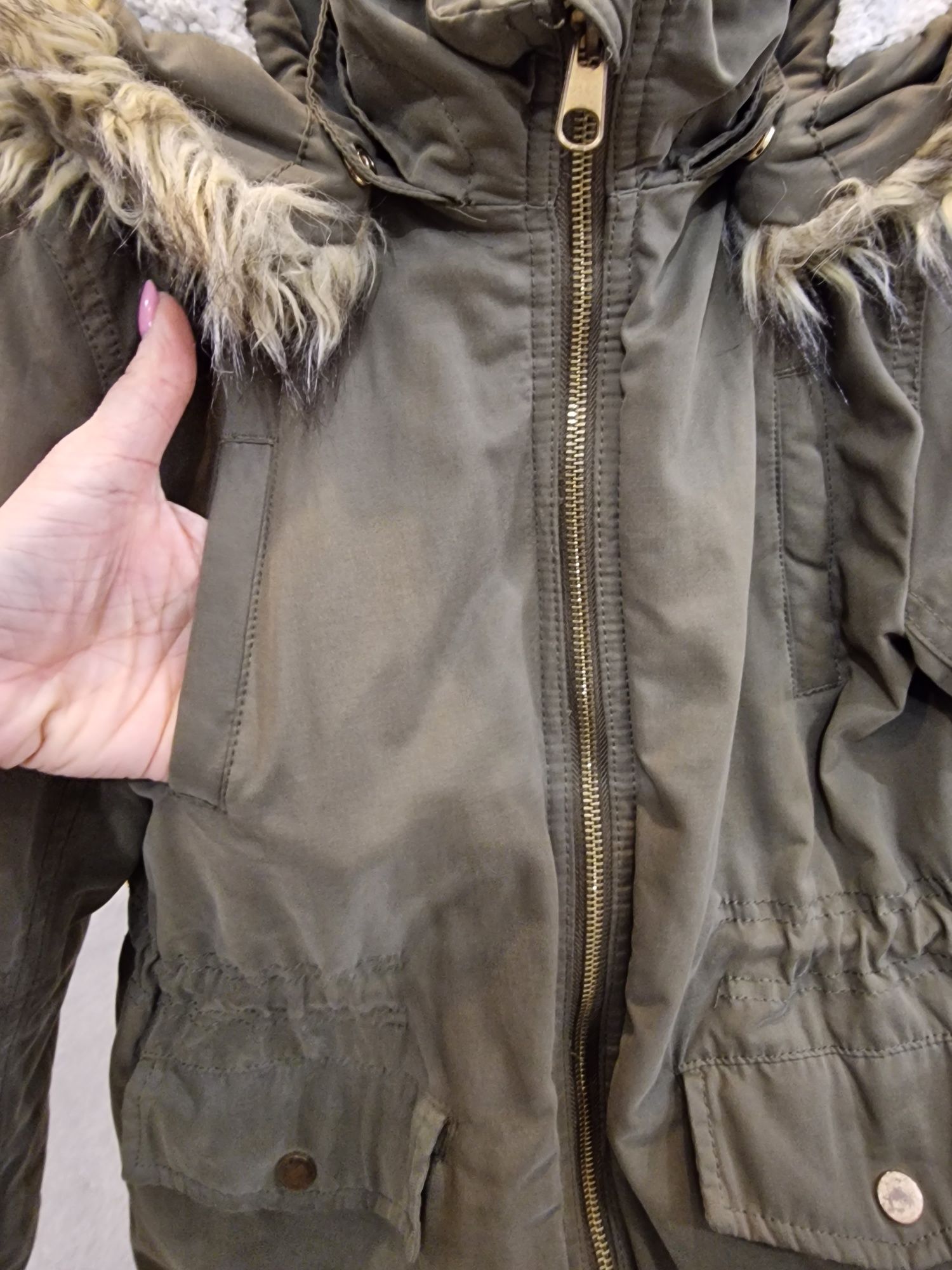 Kurtka parka khaki dziewczynka 134