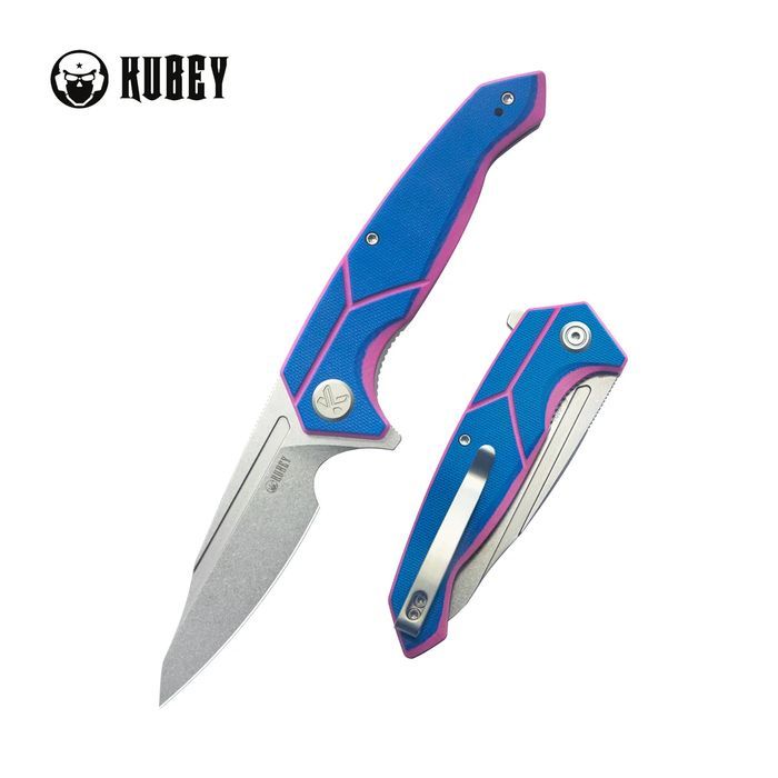 Nóż składany Kubey RBC-1 Blue / Pink G10, Stonewashed 14C28N by Sherif