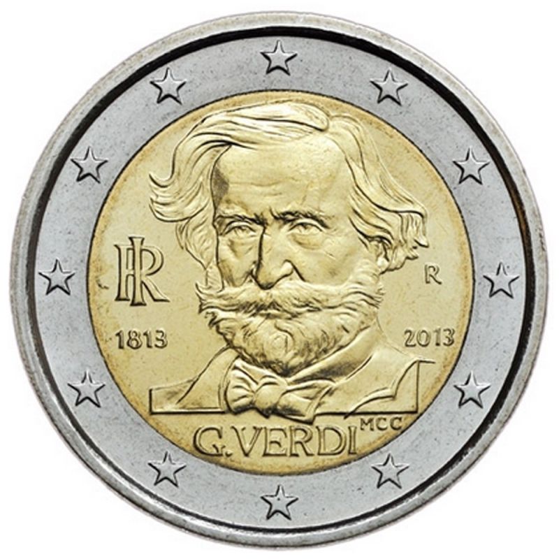 Moeda de 2€ alusiva a Giuseppe Verdi