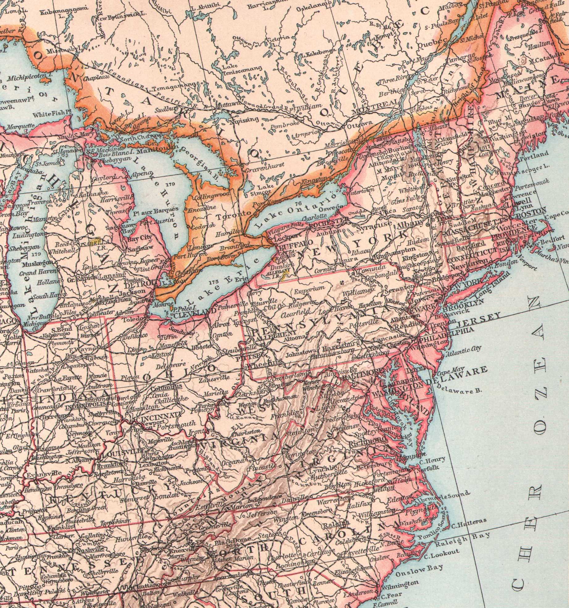 USA Stany Zjednoczone Ameryki efektowna mapa 1893 r. Autentyk