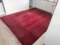 Przepiękny krwisto czerwony Afgański dywan wełna ręcznie tkana 260x350