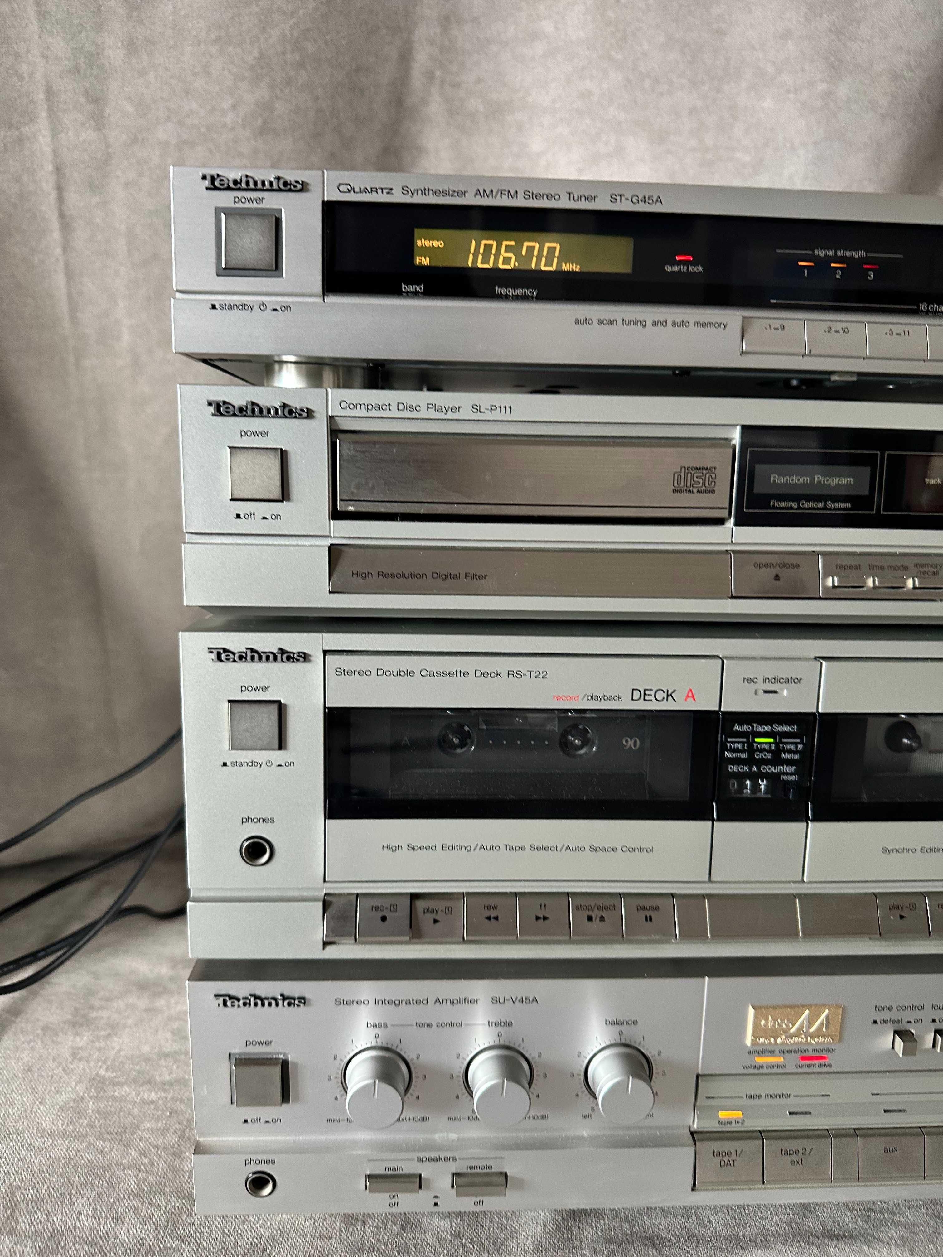 Zestaw stereo - vintage Technics su-v45a, rs-t22, sl-p111, st-g45a