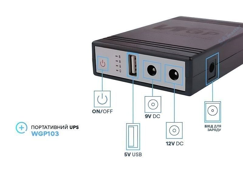 Mini ups, ібж, повербанк для роутера, usb 5v, 9v, 12v 2A, 10500мА mA