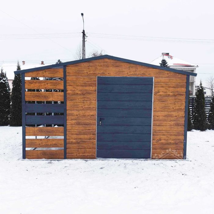 Domek Ogrodowy  2,5x2 + wiata 1x2 okno drewnopodobny Dwuspad  ID435