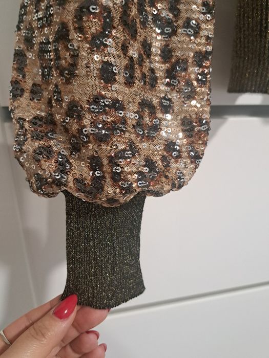 Bluzeczka prążek połączenie zlota panterki s,m,l,xl