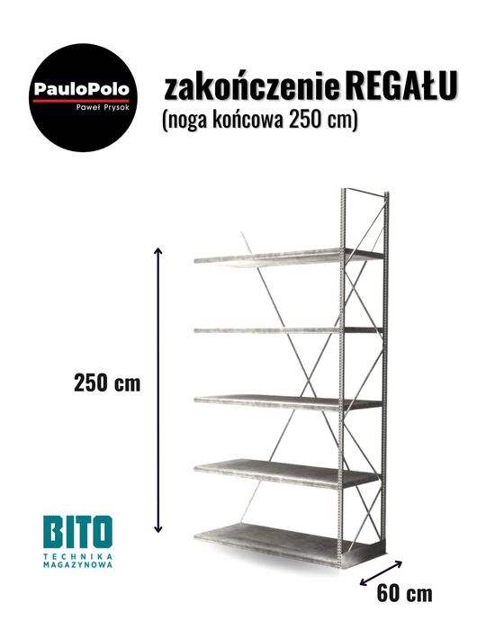 Zakończenie regału BITO 250 cm 60 cm 200 zł netto firma transport