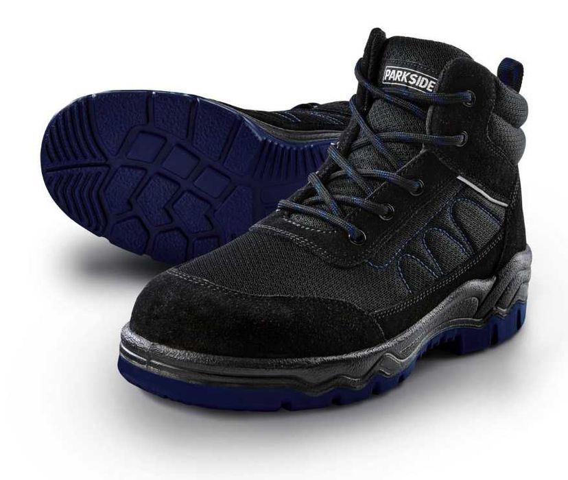 PARKSIDE buty ochronne męskie S3 ze skóry, rozmiar 43, czarny/niebiesk
