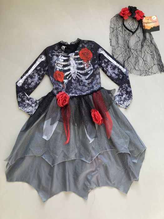 Strój karnawałowy halloween meksykański kościotrup szkielet 134/140 cm