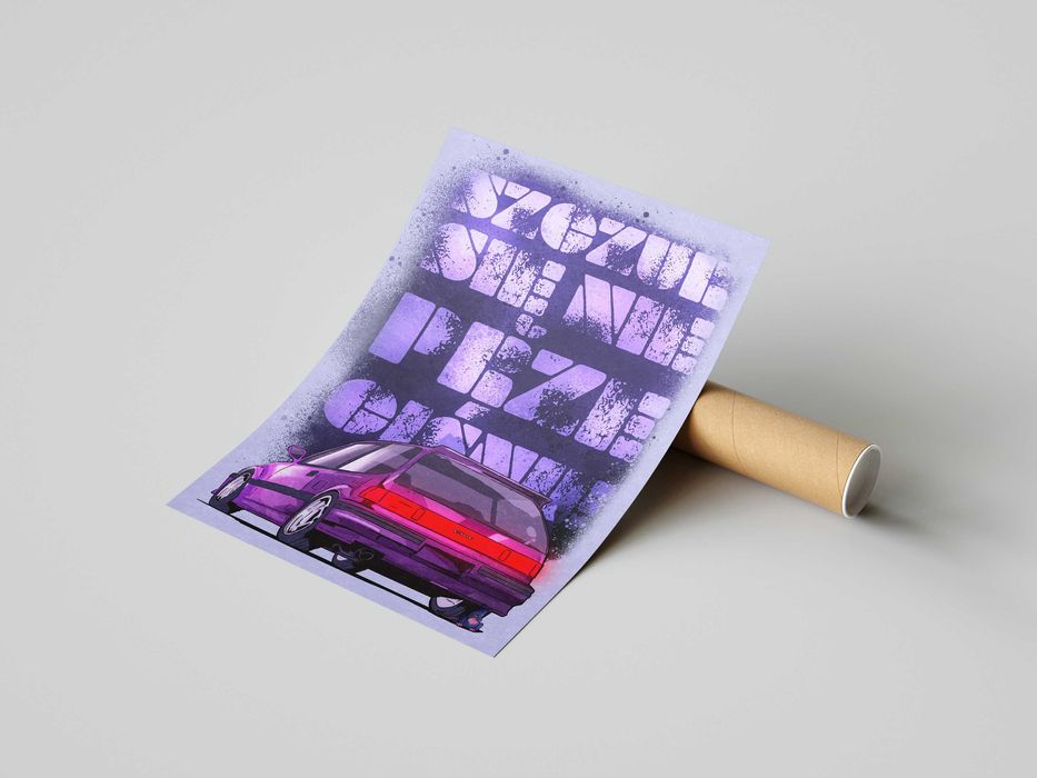 autorski plakat Honda Civic "Sczur się nie przeciśnie" - drezeladesign