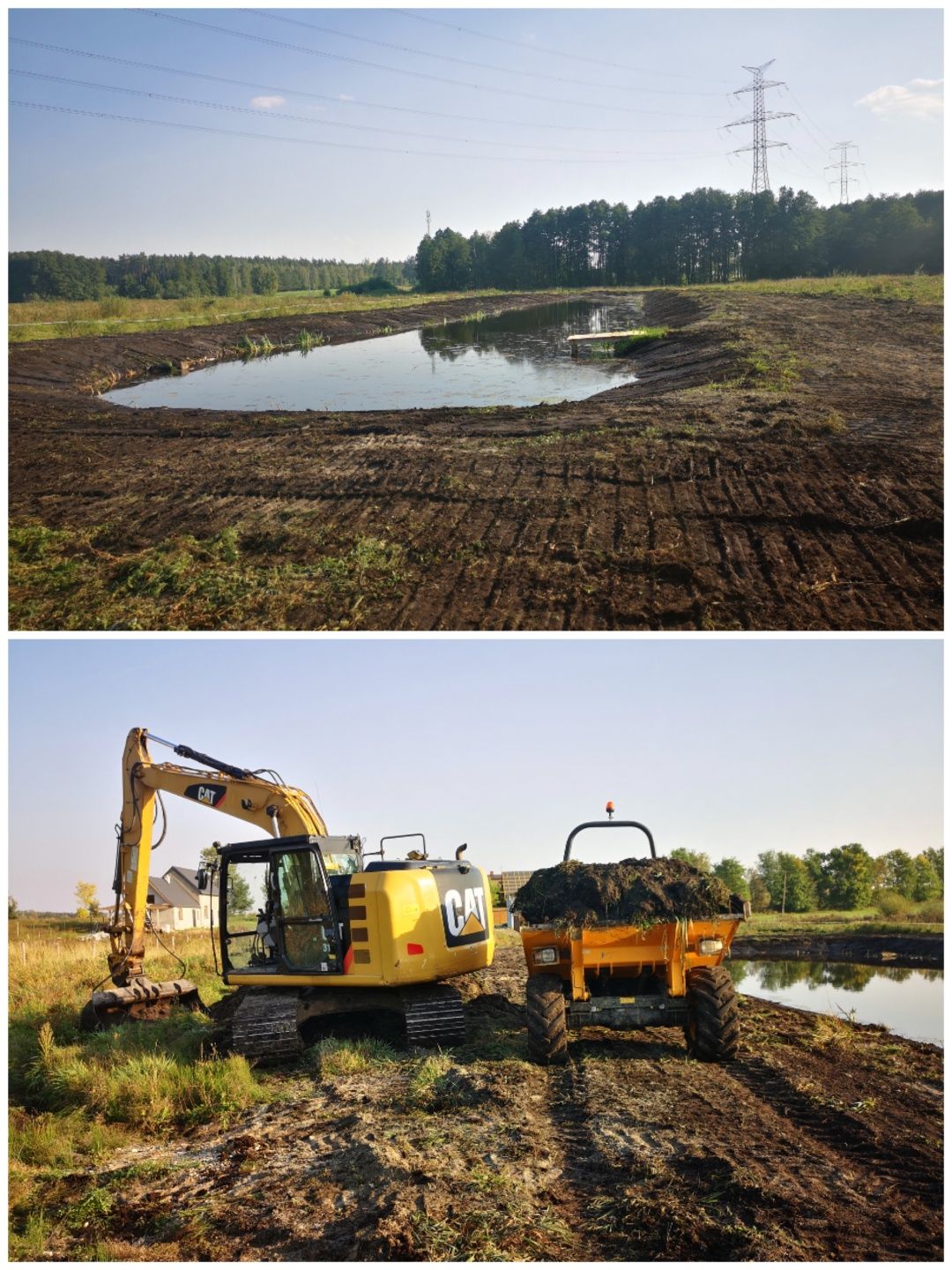Koparka ,autolaweta ,wywrotka,transport,melioracja,kanalaizacja,staw