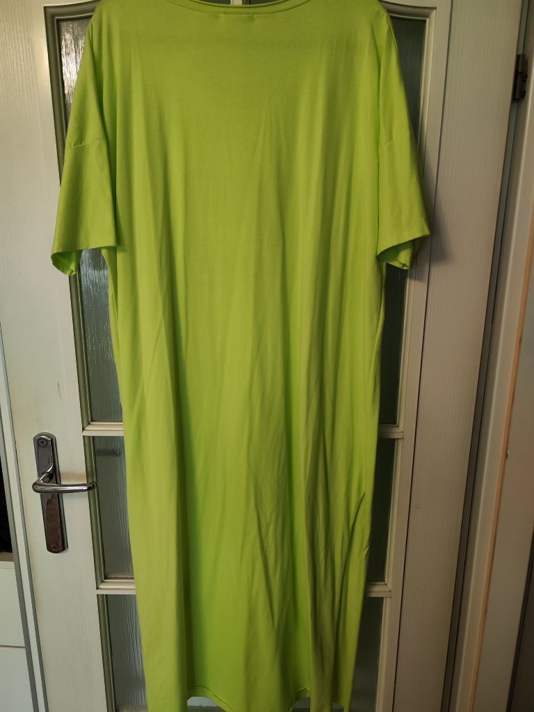 Sukienka maxi Made in Italy bawełna limonka grecki wzór uni one size