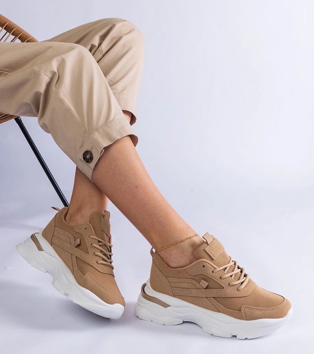 Brązowe sneakersy na grubszej podeszwie Guerrera