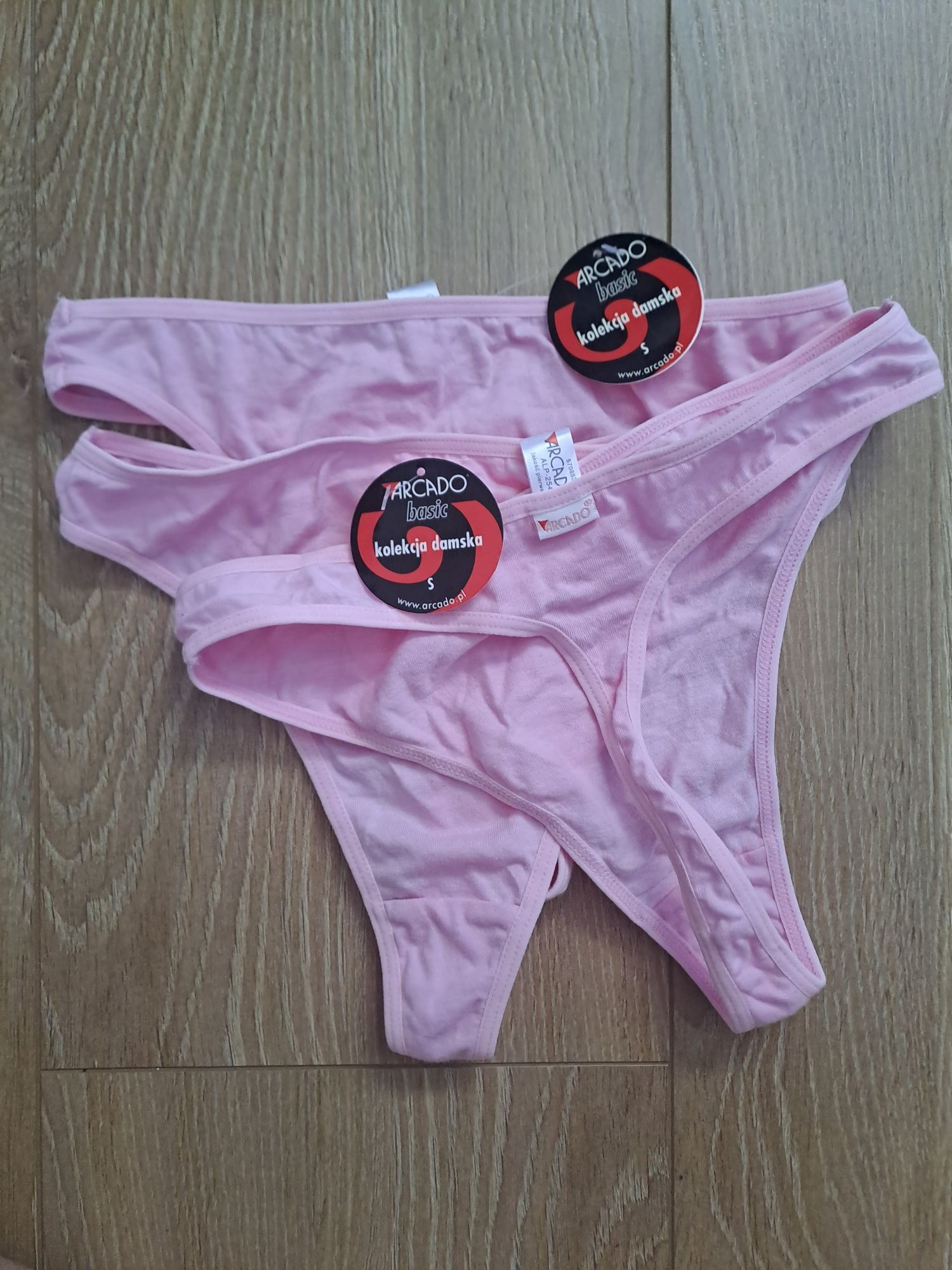 2+1 3x Stringi damskie Atlantic, rozmiar S, kolor różowy