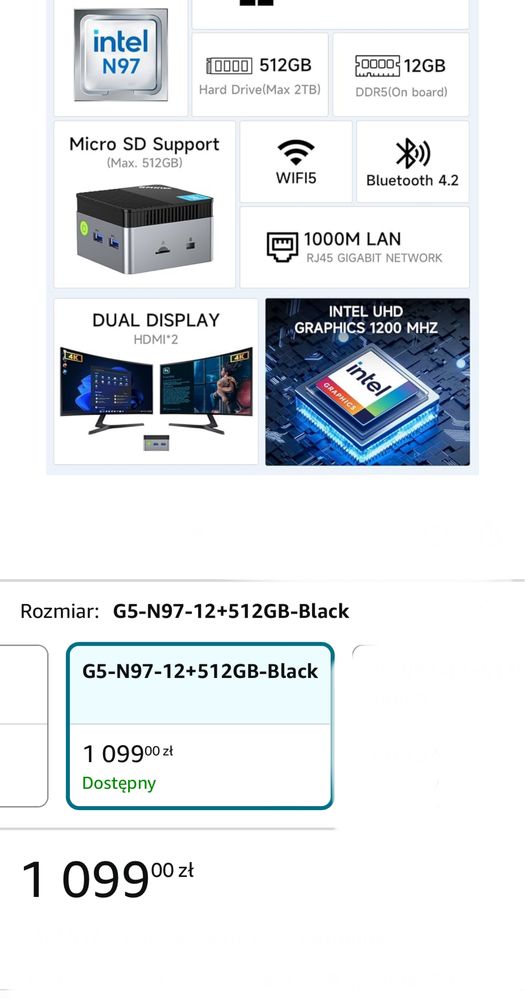 Gmktec mini komputer N97  g5 12/512