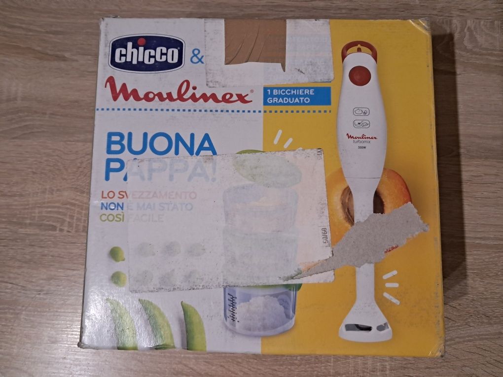 Chicco Moulinex Mikser ze szklankami, 3 pojemniki, biały