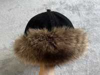 шапка-ушанка с натуральным мехом женская