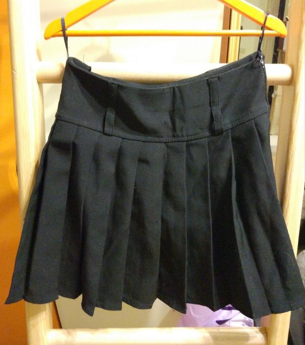 Одежда для девочек, юбка школьная, черная, рост 140
