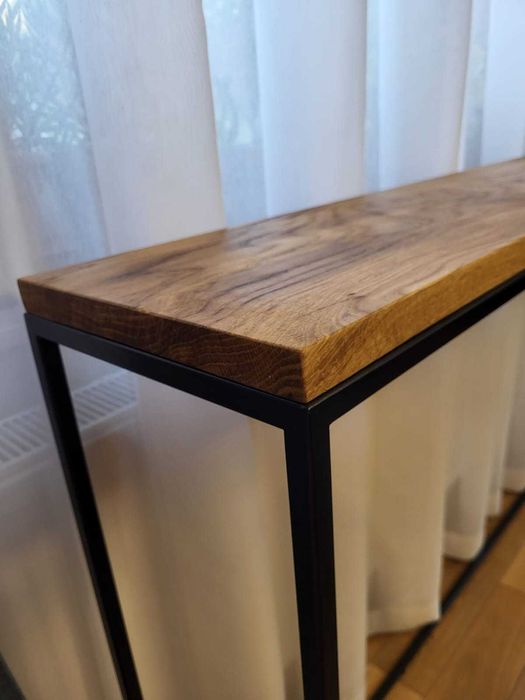 Konsola LOFT lity dąb półka industrialna