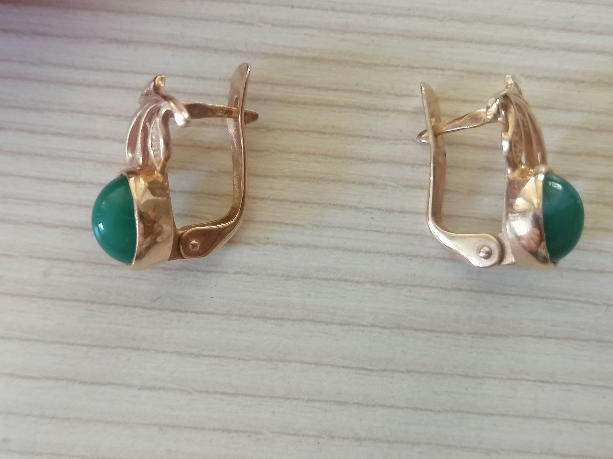 Серьги, хризопразы, 585, звезда