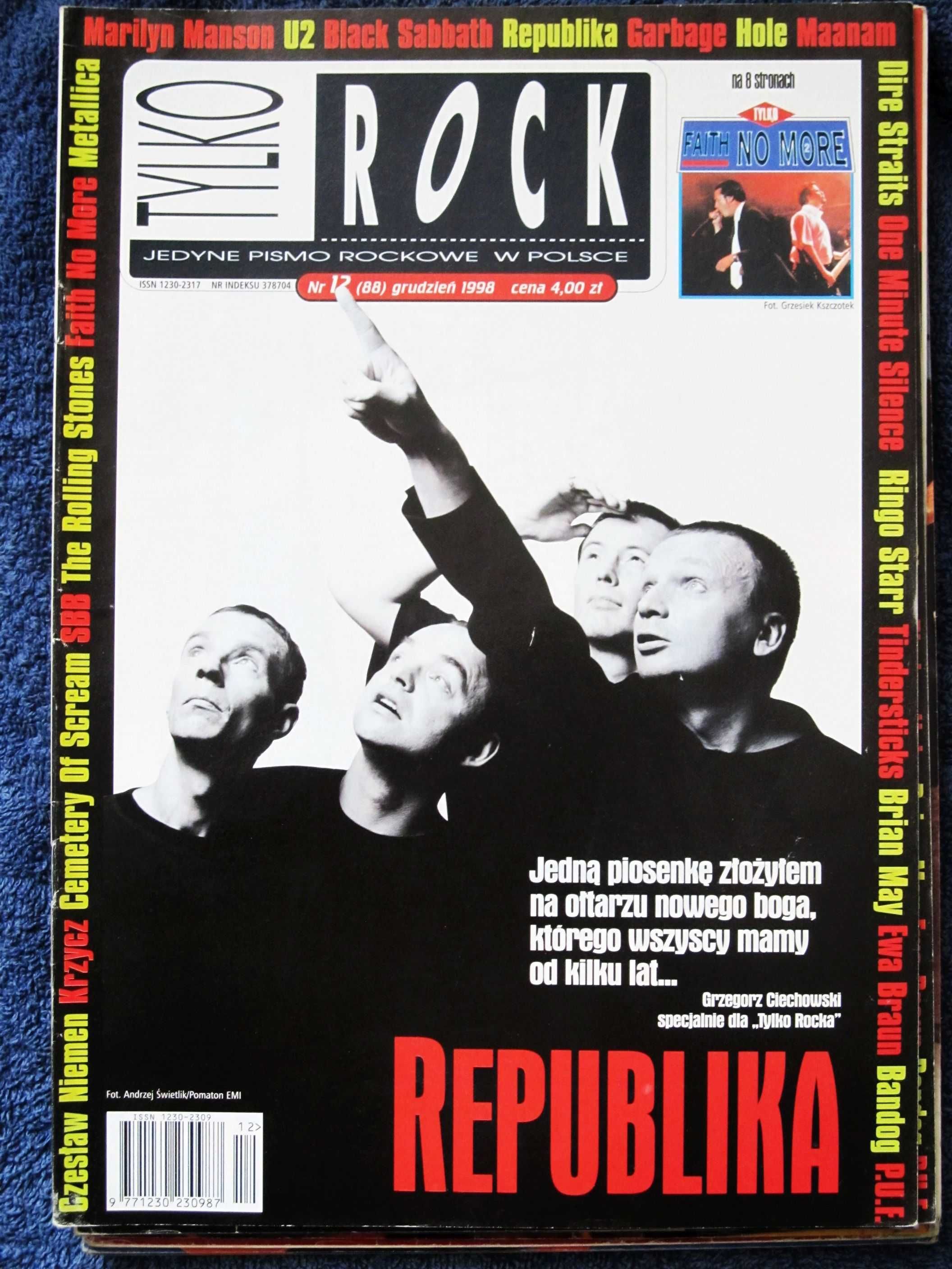 Tylko Rock 12/1998 Republika, Gzregorz Ciechowski,Faith No More,U2