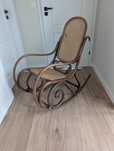 Fotel bujany drewniany, rattanowy, vintage, boho
