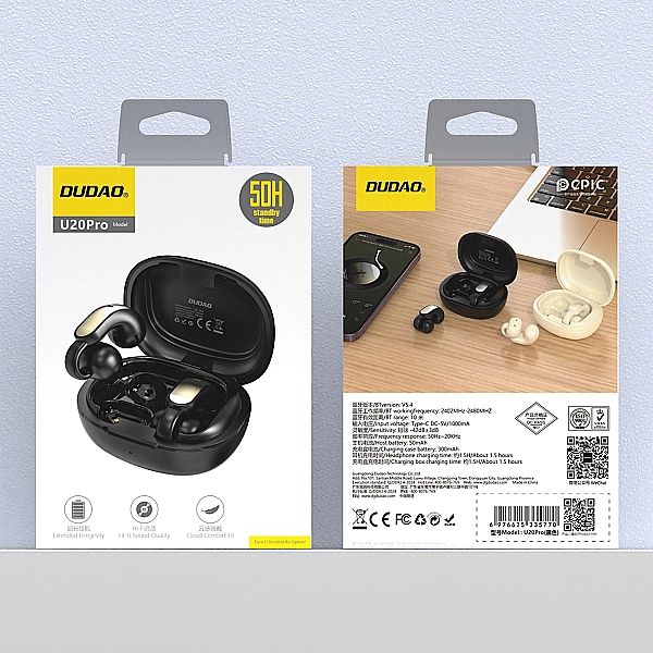 Słuchawki bezprzewodowe Dudao U20 Pro TWS Bluetooth - czarne