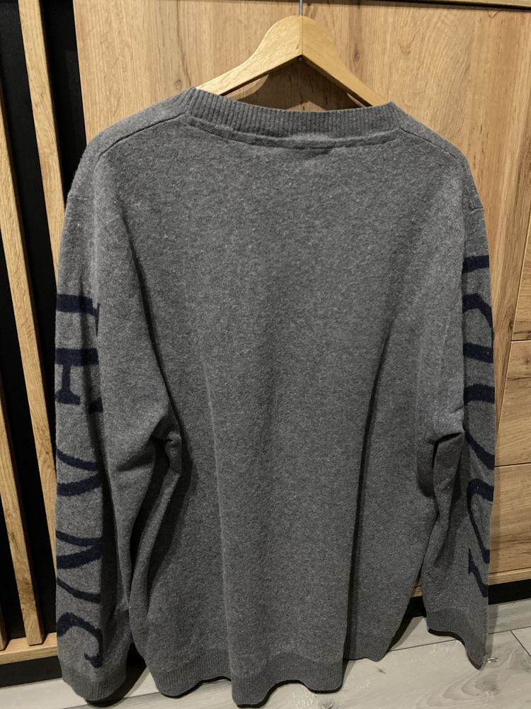 Sweterek JOOP! jeans damski XXL szary wełna/wiskoza/bawełna logowany