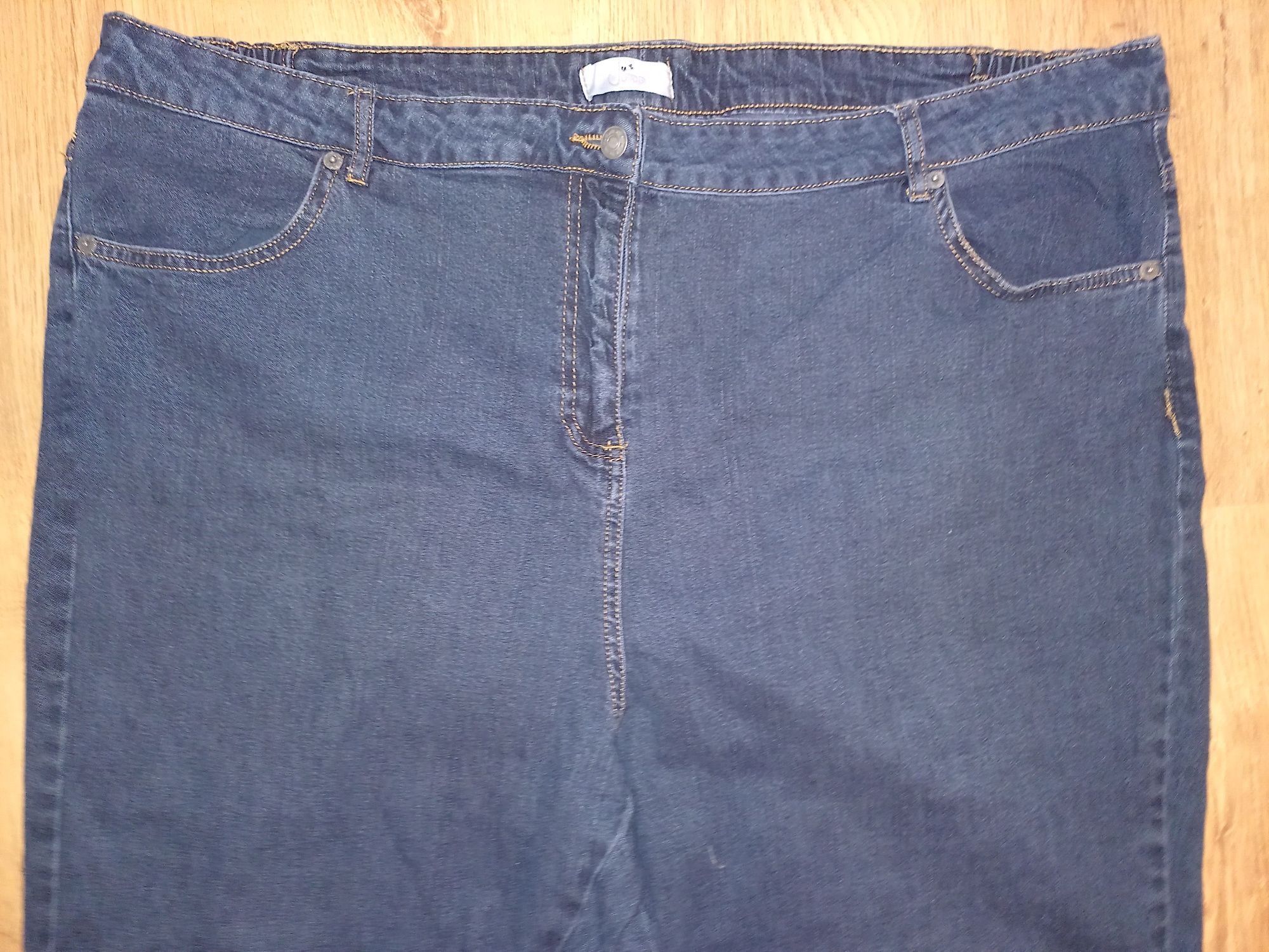 Granatowe lekko rozciągliwe spodnie (jeansy) damskie | r. 54 (7XL)