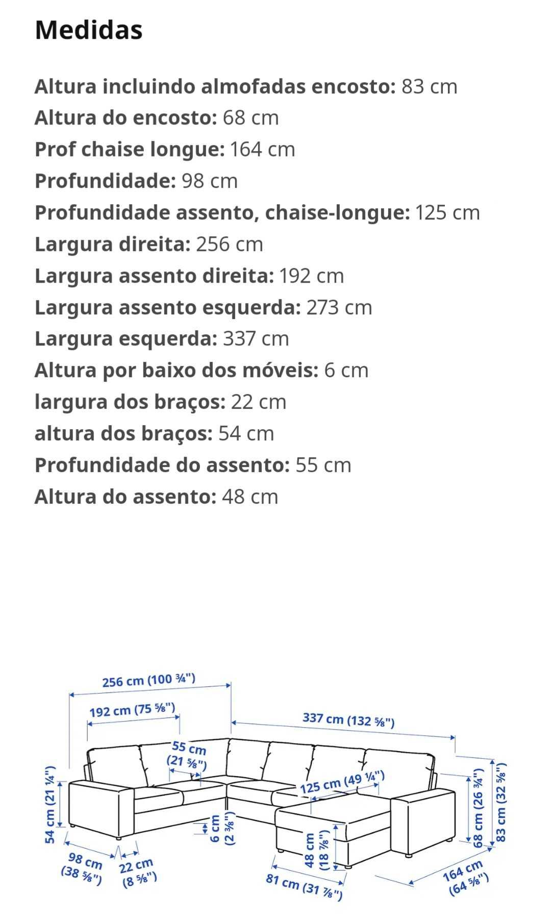 Sofá de canto com chaise longue
